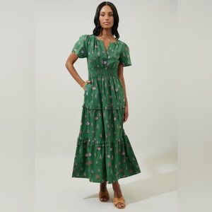 Sugarlips Trini Green Floral Palmer Somerset Style Maxi Dress Sz XL NWT